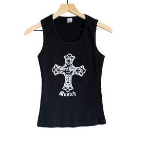 Vintage Y2K Womens Hard Rock Cafe Munich Black Tank Top size Large